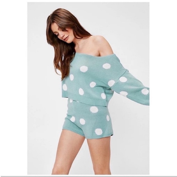 NASTY GAL | POLKA DOT TWO PIECE KNIT SWEATER SHORT SET - Picture 2 of 5
